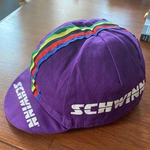 VINTAGE SCHWINN purple biker hat / cap